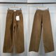 thumbnail image 1 of Nuevo Pantalones vaqueros de pierna ancha de pierna recta color caqui de pana para mujer, cintura alta, ajustados y versátiles, 1 of 4