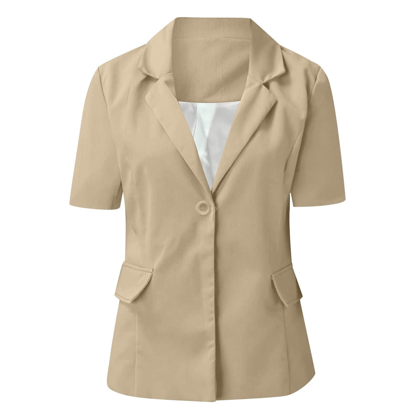 Olyvenn Sales Women's Fashion Solid Button Suit Coat Lapel Long Sleeve  Hatless Casual Coat/Jacket Oversized Work Office Business Blazer for Teen  Girls Love Blue 12 