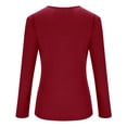 thumbnail image 5 of Likimi Womens T-Shirts With Lace Trim Square Neck Solid Color Long Sleeve T Shirts For Women Slim Fit Comfortable Tops Red Size L, 5 of 5