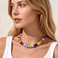 thumbnail image 2 of APSVO 18K Gold Plated Rainbow Chunky Beaded Necklaces for Women Boho Choker Chain Fashion Statement Accessories Prom Wedding Birthday Summer Jewelry Gifts Mom Girlfriend Adults Lady Wife Teen Her, 2 of 7