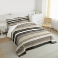 thumbnail image 3 of Manfei Modern Geometric Bedding Comforter Set 2pcs, Minimalist Stripe Twin Comforter Sets, Gray Brown Bedding Set, Microfiber Bedroom Decor, 3 of 8