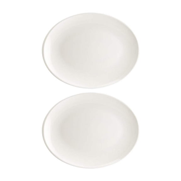 Moove 9.75" x 7.5" x h:1" Oval Warm White Porcelain Platter (Set of 2)