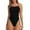 Black, variant on Women's One Piece Swimsuits Ruched Slimming Bathing Suits Square Neck Adjustable Spaghetti Straps Swimwear