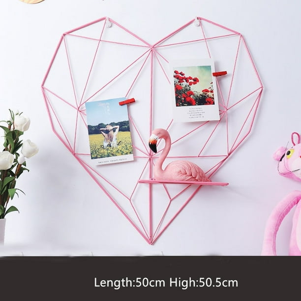 Nordic Metal Heartshaped Grid Frame Wall Photos Grids Postcards Mesh