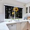 thumbnail image 5 of Sunflower Kitchen Curtains Summer Bees Window Curtains and Valances Set 36 Inch, Watercolor Sunshine Short Tier Curtain for Kitchen, Black Background Small Kitchen Decor, 5 of 5