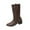Brown, variant on XUNKUSGA Cowboy Boots for Women Fashion Embroidered Knee High Boots Women Solid Color Pointed Toe Block Heel Leather Cowgirl Boots Wide Calf Fit Pull On Women Boots 36-43 Brown