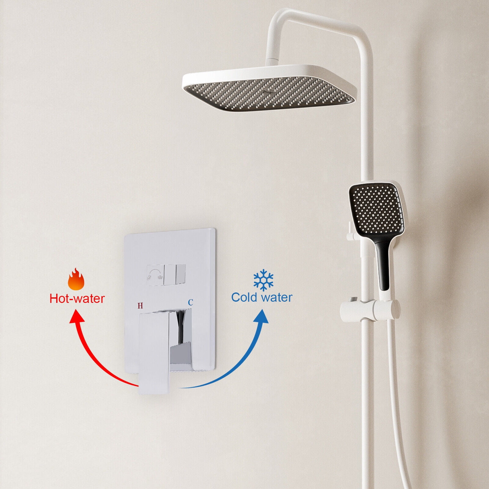 Miumaeov Shower Head Flow Control Valve Wall Mount Shut off Dual
