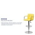 thumbnail image 6 of Flash Furniture Genna 2 Pack Contemporary Yellow Quilted Vinyl Adjustable Height Barstool with Arms and Chrome Base, 6 of 15