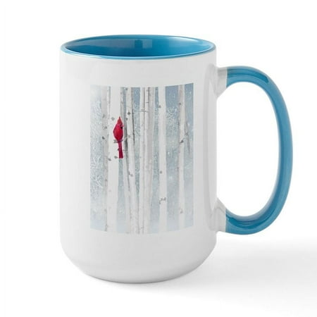 

CafePress - Red Cardinal Bird Snow Birch Trees Mugs - 15 oz Ceramic Large Mug