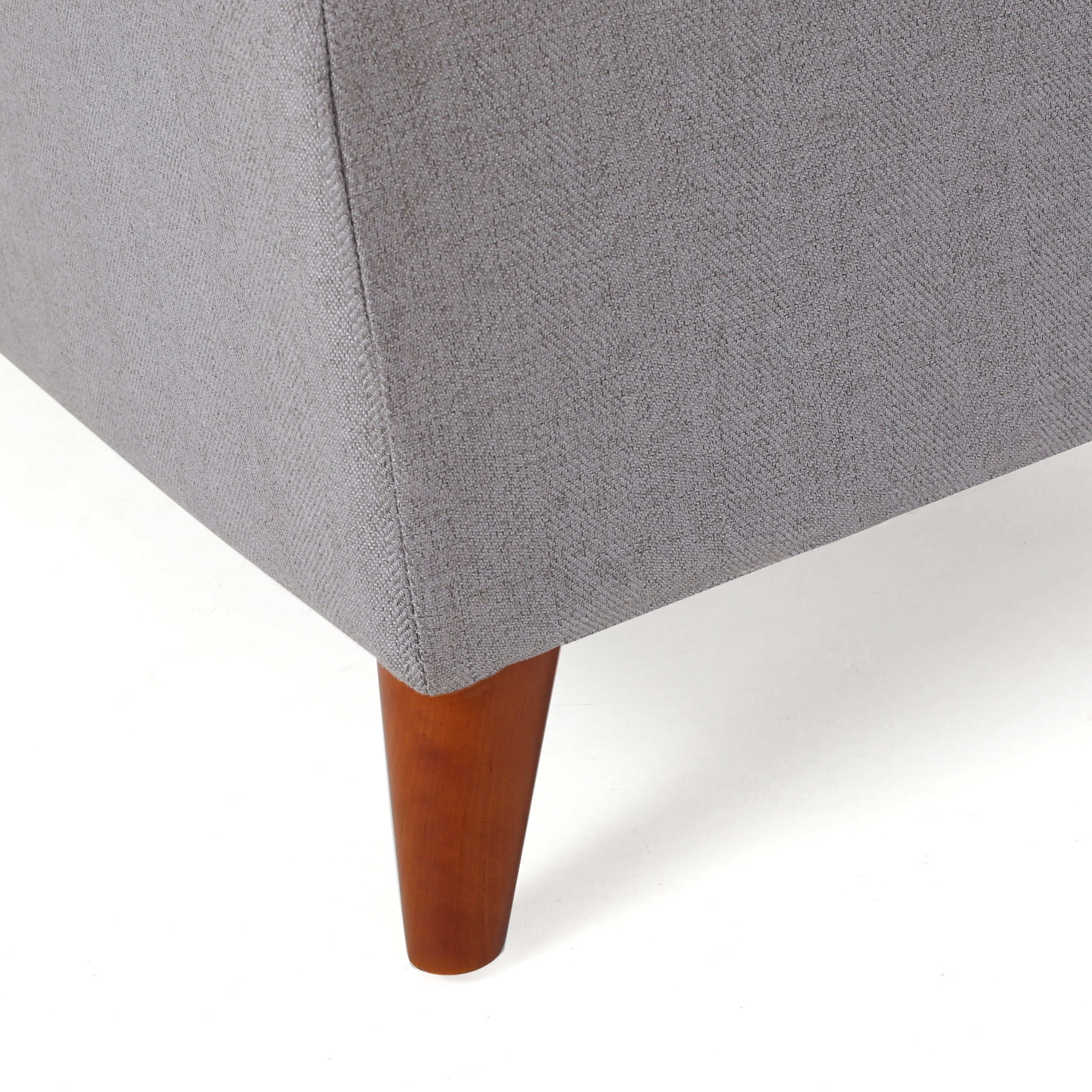 Noble House Haden Rectangular Fabric Storage Ottoman, Light Grey