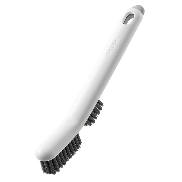 Cepillo de limpieza 2 en 1 para limpieza de zapatos, herramienta limpiadora de limpieza de ropa para el hogar, color blanco Feliz Sencillez