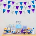 thumbnail image 5 of Frozen Party Decoration Purple Blue Silver Metallic Fabric Triangle Pennant Banner Flag Bunting Garland for Frozen Winter Wonderland Christmas Birthday Wedding Baby Shower Bridal Shower PartySupplies, 5 of 13