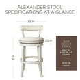 thumbnail image 5 of Maven Lane Alexander Bar Stool, White Oak w/ Natural Fabric Upholstery, Set of 3, 5 of 6