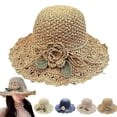 thumbnail image 2 of FUZHIQ Handmade Crochet Straw Bucket Hat for Women Flower Decor Hollow Woven Breathable Summer Sun Cap for Beach Vacation Daily Wear,One Size, 2 of 7