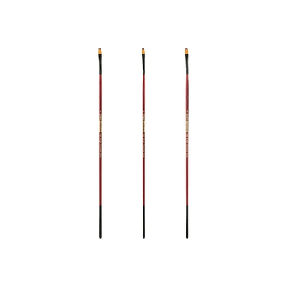 Creative Mark Ebony Splendor Long-Handled Synthetic Sable Paint Brush, Bright # 4, Pack of 3, Teijin Multi-Filament Hair, Handcrafted Synthetic Paint Brushes for Acrylic, Watercolor Painting and More