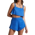 thumbnail image 2 of SAYOO - Conjunto de 2 piezas para mujer, camisetas sin mangas de color sólido y pantalones cortos de cintura alta para verano SAYOO casual, 2 of 4