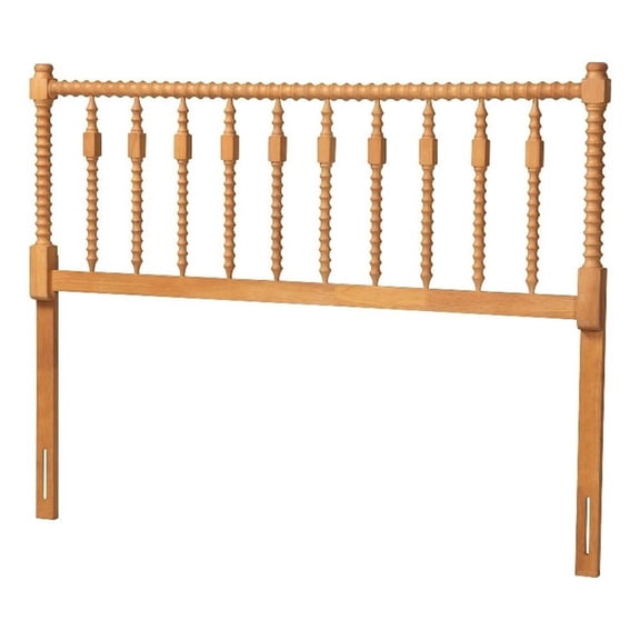 Baxton Studio Juliette Turned Spindle Headboard Wood Panel Queen Oak Brown