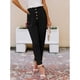 thumbnail image 4 of High Waist Women Trousers, Button Design Cute Versatile Classic Women Pants  For Beach ANGGREK Negro XXL, 4 of 6