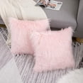 thumbnail image 3 of Set Of 2 Fluffy Pillow Covers New Luxury Series Merino Style Blush Faux Fur Decorative Throw Pillow Covers Square Fuzzy Cushion Case 18X18 Inch, 3 of 7