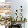 thumbnail image 5 of Efavormart 28" Metallic Gold & Black Geometric Candle Holders Three Tiers Stacked Design Votives Wholesale Holders with Amber Glass, 5 of 11