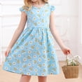 thumbnail image 4 of Gubotare Flower Girl Dresses Spring Skater Dress Casual Summer Short Sleeve Dress Infant to Little Kid (Blue,Size 18-24 Months), 4 of 5