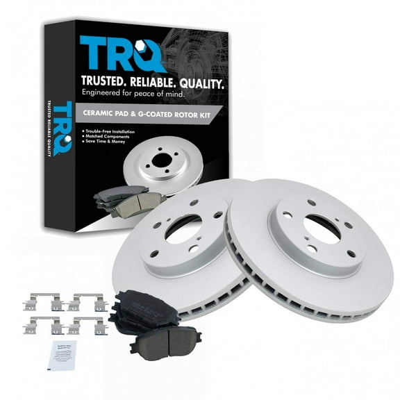 TRQ Front Brake Pad & Rotor Kit Brake Pads Brake Rotor Ceramic Premium G-Coated Fits Select 2002-2006 Toyota Camry