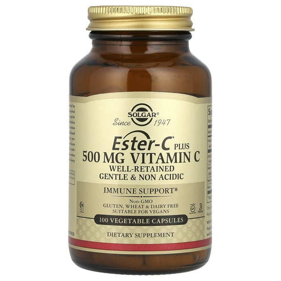 Solgar Ester-C Plus 500 mg Vitamin C Vegetable Capsules, 100 Ct