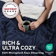 thumbnail image 5 of Sunbeam Heated Navy Blue Throw Blanket Microplush Faux Shearling 4 Heat Settings 50x70, 5 of 11