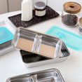 thumbnail image 3 of Modern Steel Meal Container Clear Removable Lid Double Compartment For Office Dining, 3 of 12