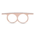 thumbnail image 6 of Round Cut Sparkling White Cubic Zirconia Sideway Bar Two Finger Ring In 14k Rose Gold Over Sterling Silver Ring For Women Ring Size-7.5, 6 of 7