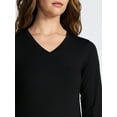 thumbnail image 5 of Time and Tru Women's Slim V-Neck Tee with Long Sleeves, Sizes XS-XXXL, 5 of 6