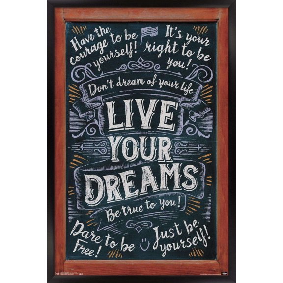 Live Your Dreams Wall Poster, 14.725" x 22.375", Framed