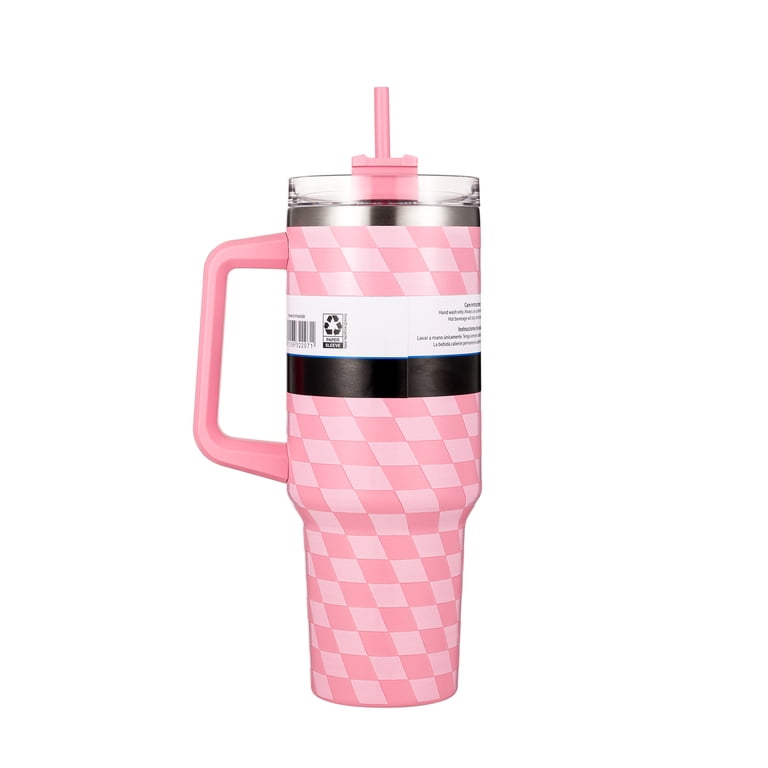 Mainstays 40oz Pink Diamond Pattern Tumbler Stainless Steel Double