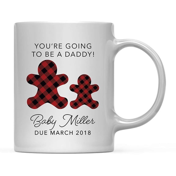 Personalized Coffee Mug, You're Going to be a Daddy!, Lumberjack Buffalo Red Plaid, 1-Pack