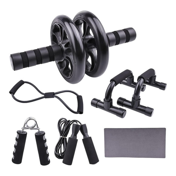 Rueda de Ejercicios para Abdominales shamjiam Alfombrilla para Rodillas 2 Barras de Flexión 7 Uds