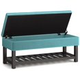 thumbnail image 2 of Banc d'Appoint de Rangement Cosmopolitan 44" avec Fond Ouvert en Tissu Velours Aqua, 2 of 10