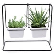 thumbnail image 2 of Geometry Swing Iron Rack Ceramic Flower Pot Home Office Desktop Succulent Plant Display Black, 2 of 8