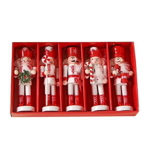 CIYISON 5pieces Solider Traditional Wooden Nutcracker Festive Christmas Decor for Kid