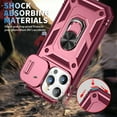 thumbnail image 4 of Dteck Case for iPhone 16 Plus with Slide Lens Cover, Shockproof Finger Ring Holder Stand, Military Grade Drop Protection fit Magnetic Car Mount for iPhone 16 Plus,Pink+Red, 4 of 11