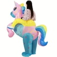 thumbnail image 3 of Inflatable Ride-On Unicorn Costume - Colorful Pastel Magical Outfit For Parties & Themed Events,Height 4'11"-6'3",Unicorn, 3 of 6