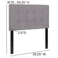 thumbnail image 2 of Bedford Tufted Upholstered Twin Size Headboard in Light Gray Fabric, 2 of 9