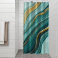 thumbnail image 2 of Teal Marble Gold Wave Pattern Shower Curtain 36"x72" ,Bathroom Decorative Shower Curtains Set with 12 Hooks,Modern Waterproof Washable Shower Curtain, 2 of 6
