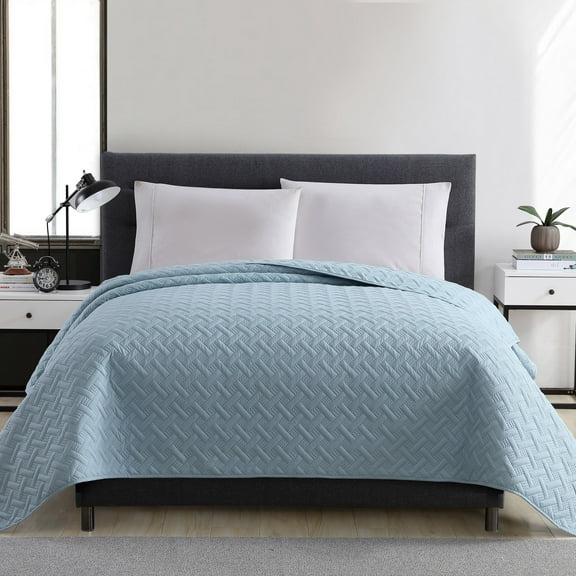 Mainstays Ultra Soft Solid Basketweave Grey Quilt Bedding Collection