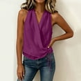 thumbnail image 5 of Admvng Women's Tank Top Wrap V Neck Sleeveless Linen Side Drawstring LightweightCasual Summer Camisole Blouse, 5 of 5