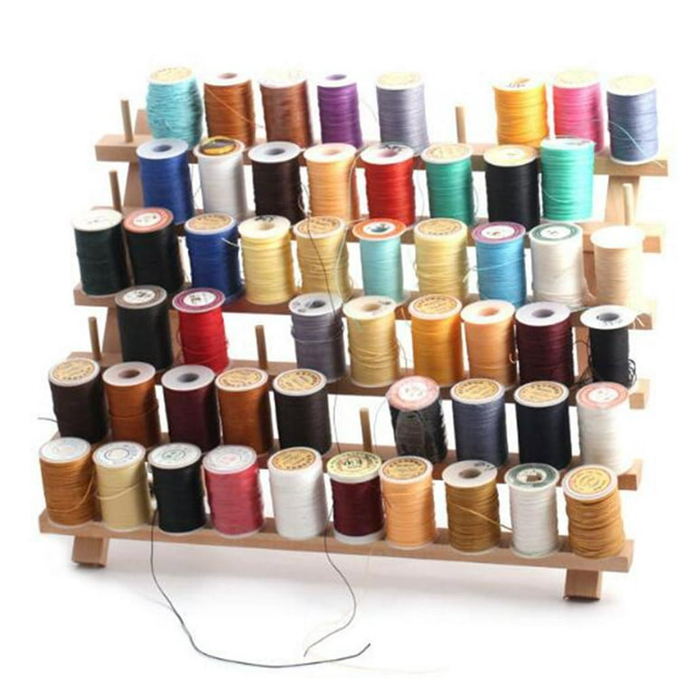 60-Spool Thread Rack, Wooden Thread Holder Sewing Organizer for Sewing, Quilting, Embroidery, Hair-braiding, Hanging Jewelry, Size: 40x30cm-, Brown
