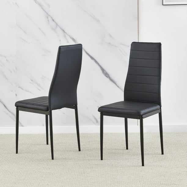 Modern Dining Room Chair Only Set of 2 Small Kitchen Chairs Black Faux