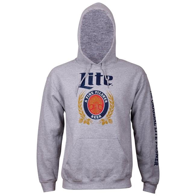 Miller Lite Miller Lite Men Beer Sleeve Grey Hoodie 2XL - Walmart.com