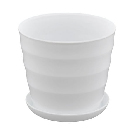White Plastic Pot - Parterre Farm Home Plastic Round Design Flower Cactus Planter Pot Tray White