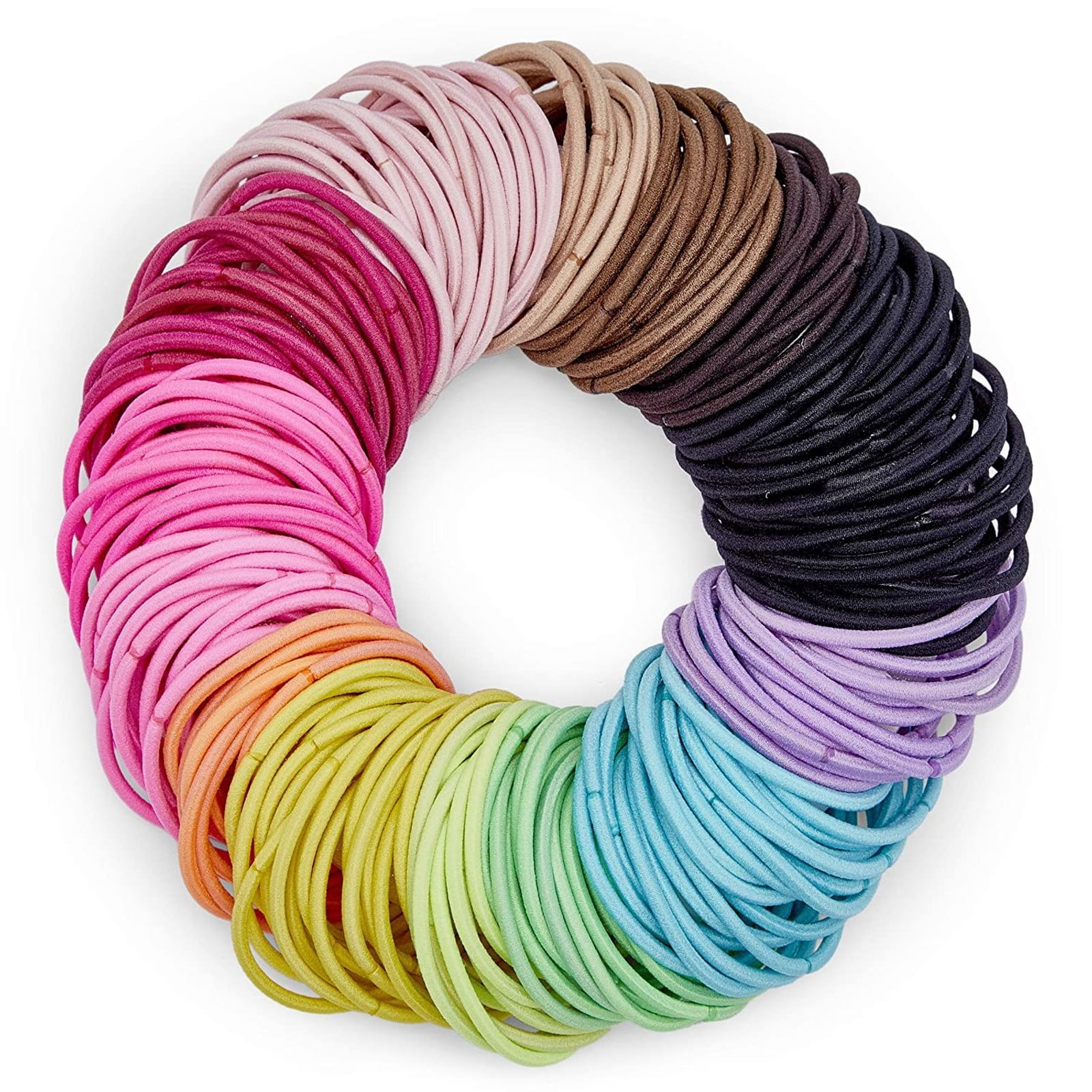 20 Elastic Hair Bands Bobbles Strong Endless Hair Assorted Colours Sizes 