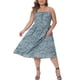 thumbnail image 1 of Vestidos casuales florales de tirantes ajustables para mujeres de tallas grandes Agnes Orinda 3X verde, 1 of 5